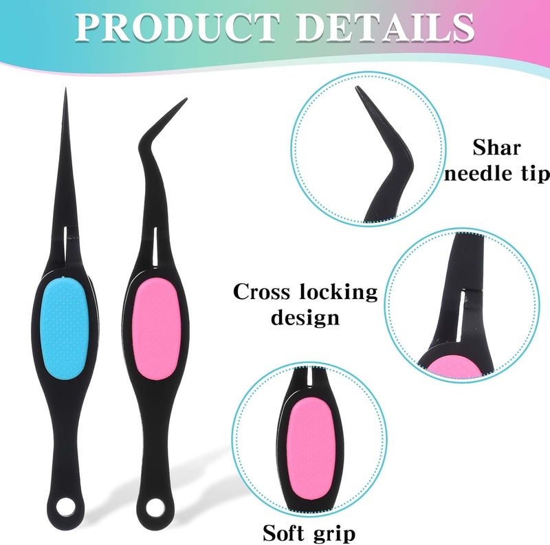 Ymapinc 2PCS Stainless Steel Reverse Tweezers for Crafts, False Eyelashes Precision Jewelry Tweezers for Stickers, Beading Bracelet Making Art - Image 3